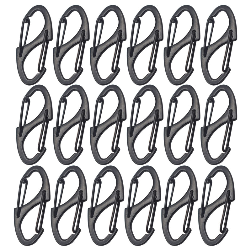 Floyutin 1.56 inch Small Carabiner Clips Double Ended Snap Hooks Quick Buckles 18 Packs Black Silver 18packs Black - BeesActive Australia