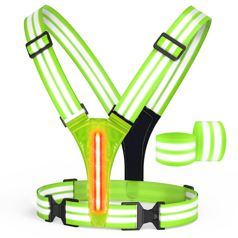 UPBOXN Reflective LED Running Vest, USB Rechargeable with 3 Light Modes, High Visibility Light Up Vest with 2 Reflective Elastic Bands, Adjustable Safety Gear for Night Running, Cycling (Men & Women) - BeesActive Australia