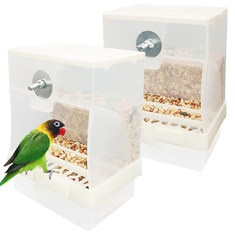 Tfwadmx 2 Pcs No Mess Automatic Bird Feeders Cockatiel Food Dispenser Bowls Seed Container Parrot Dishes Parakeet Cage Accessories Birdfeeder with Divider for Budgie Canary Finch Conure Lovebirds - BeesActive Australia
