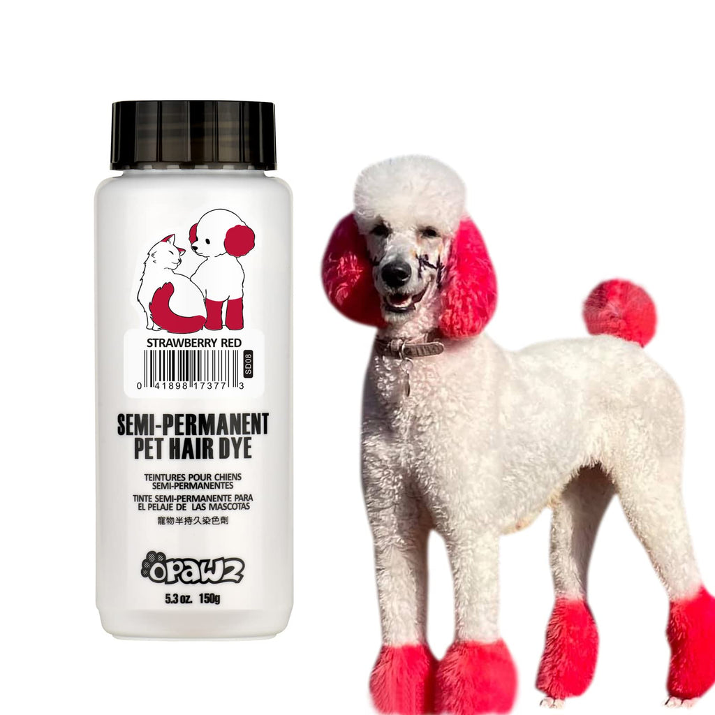 OPAWZ Semi-Permanent Dog Hair Dye, Food-Grade Pigment Dog Dye, Non-Toxic Pet Hair Dye for Dogs, Cats and All Pets Can be Bathed Strawberry Red - BeesActive Australia