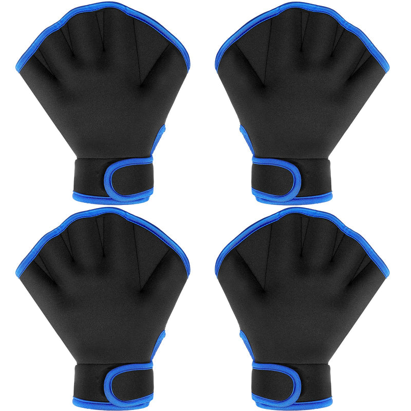 2 Pairs Swimming Aquatic Gloves Hand Swim Training Gloves Pool Swimming Gloves for Men Women Aquatic Fitness Water Resistance Webbed Gloves Water Aerobic Equipment for Adult Exercise, Blue, Black - BeesActive Australia
