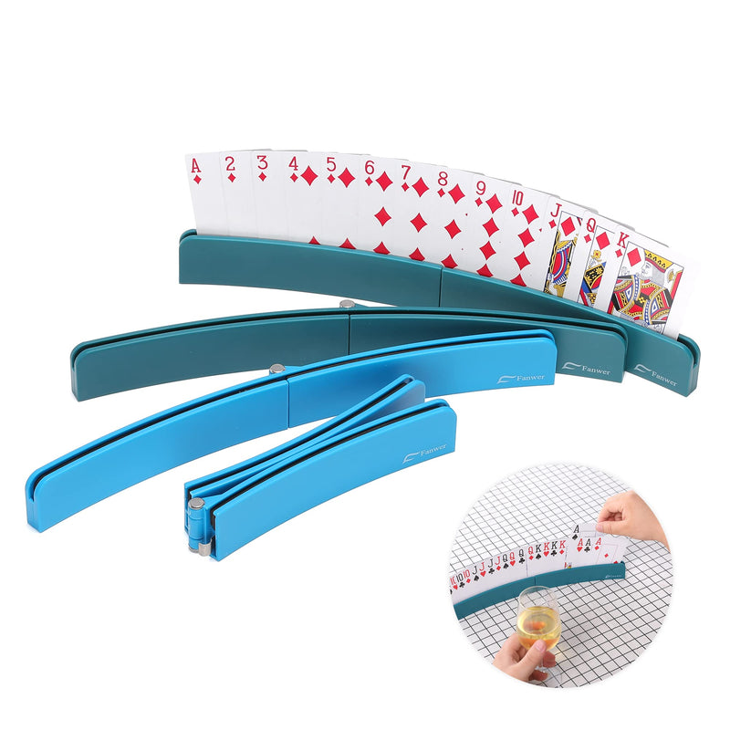 Fanwer Card Holders for Playing Cards (Set of 4), Playing Card Holders for Seniors Kids, Hands-Free Curved Foldable Plastic Card Holders, 2 Blue 2 Green, 13.4'' Long - BeesActive Australia