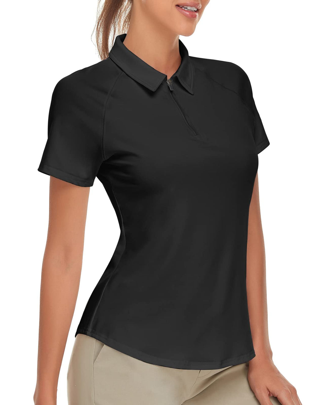 Soneven Women's Short Sleeve Golf Shirt Moisture Wicking Athletic Golf Polo Shirts Tennis Shirts Dry Fit Small Black - BeesActive Australia