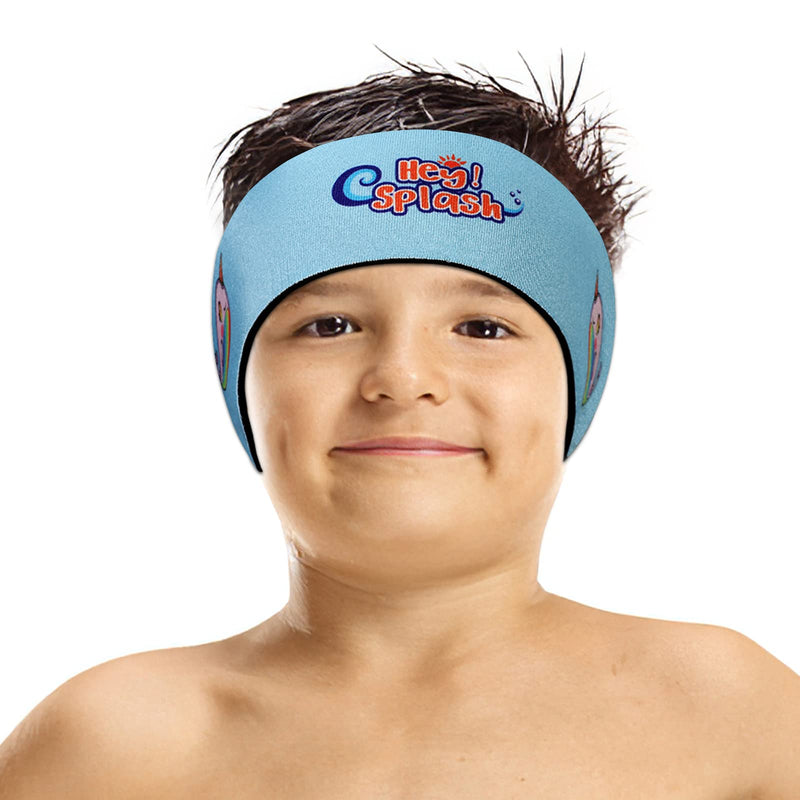 HeySplash Swimming Headband, Ear Band Swimmer Ear Protection, Elastic Neoprene Ear Guard and Hair Guard for Kids, Toddlers and Adults, Designed to Keep Water Out and Hold Earplugs in Blue Medium (Pack of 1) - BeesActive Australia