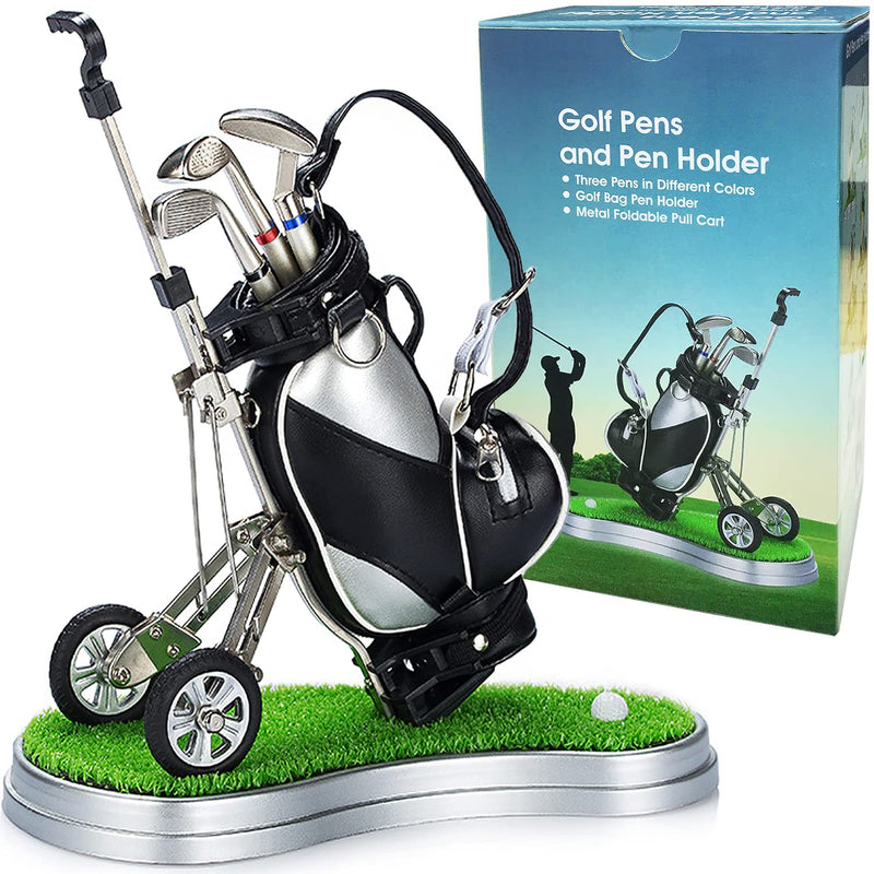 Jishi Golf Pen Holder Desk Golf Gifts for Men Unique Novelty Cool Office Desk Decor Gadgets, Mini Golf Pen Cup Holder Organizer, Golfer Gift Ideas for Boss Coworkers Dad Birthday Fun Stocking Stuffers Golf Bag w/Cart - BeesActive Australia