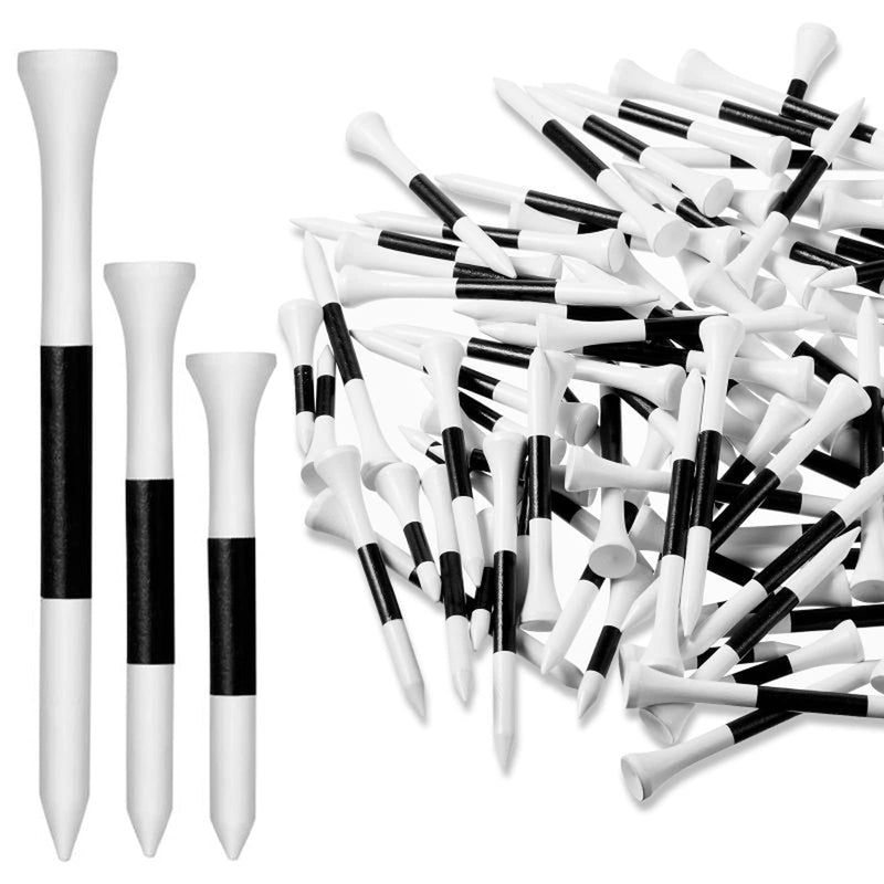 Chivao 90 Pieces Wooden Golf Tees 3-1/4 Inch, 2-3/4 Inch and 1-1/2 Inch in Bulk Flat Golf Tee Black and White Short Tees for Reducing Friction Side Spin - BeesActive Australia