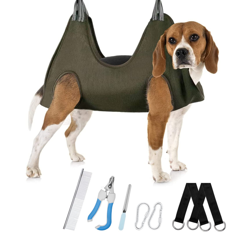 Grooming Hammock for Cats and Dogs, Pet Grooming Sling for Nail Cutting and Ear Care, Recommended by Groomers Large Green - BeesActive Australia