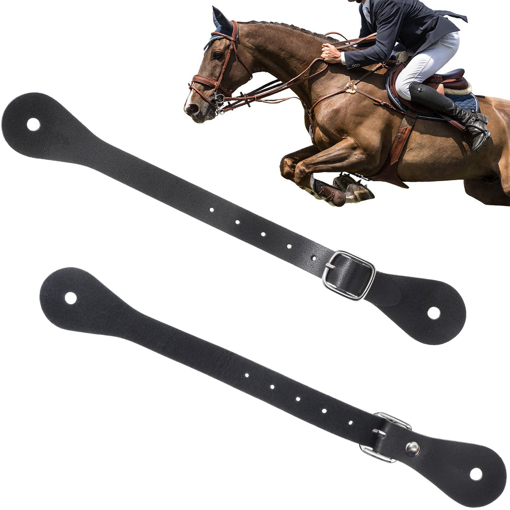 2 Pcs Leather Spur Straps Horizons Single Ply Spur Straps Western Man Woman Adjustable Boot Straps for Thigh High Boots 6 Holes Spur Straps Black Riding Leather Spur Straps for Equestrian Supplies - BeesActive Australia