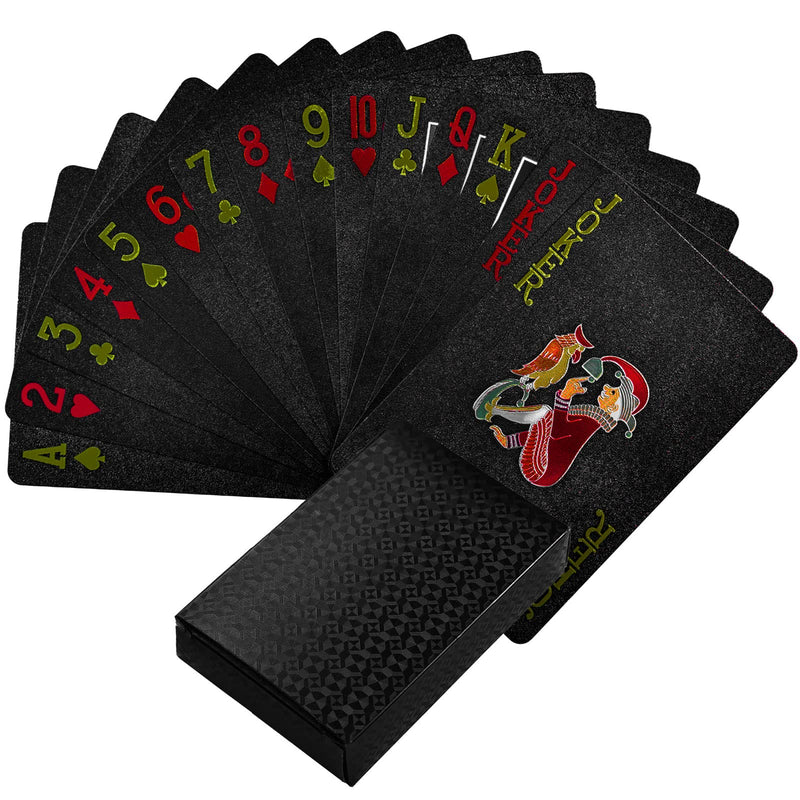 Joyoldelf Black Playing Cards, Waterproof Playing Cards & Plastic Decks of Cards, Flexible Playing Cards with Box for Party, Magic and Game Colorful - BeesActive Australia