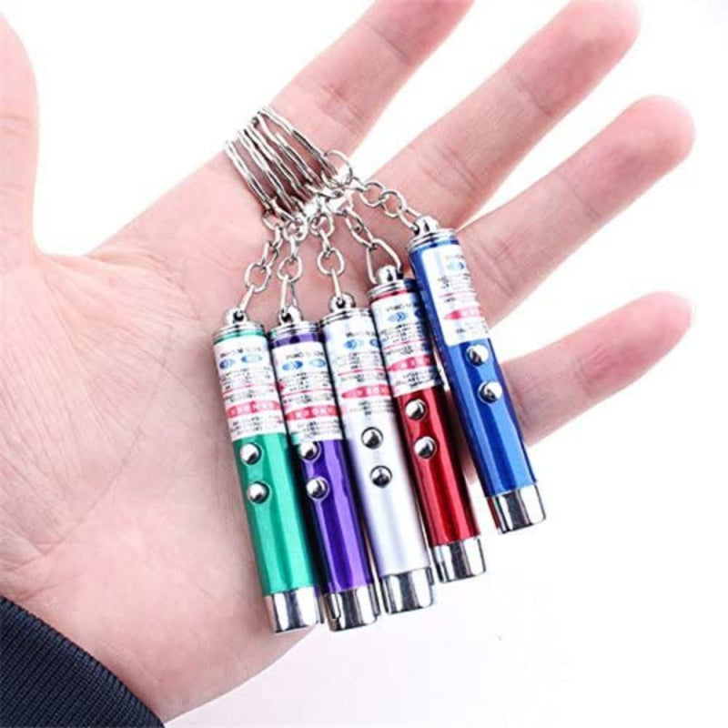 Mini Cat Toys Laser Pointer Pen Keychain Flashlight Funny Dog Stick Pet Lamp White Light LED Infrared Button Electronics Included (6 Color Mix Pack, 6 Color Mix) 6 color mix Pack - BeesActive Australia