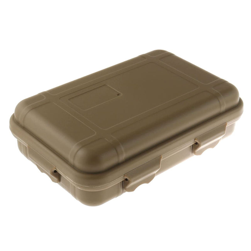 Survival Box DGZZI Small Outdoor Waterproof Airtight Shockproof Plastic Survival Container Carry Box with 2 U-Shape Buckle 135x80x40mm Khak Storage Case - BeesActive Australia