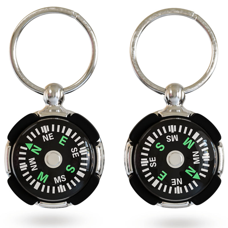 Mini Compass Keychain for Camping Climbing Hiking Traveling Shaped Small Keychain Pocket Style Metal Compass (2 Pack) - BeesActive Australia