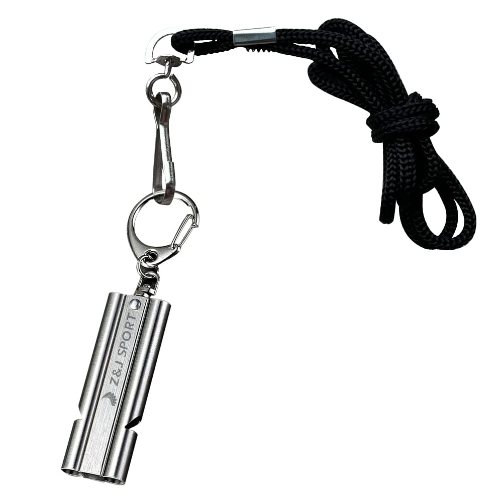 Z&J SPORT Emergency Survival Whistle, 304 Stainless Waterproof Whistle with Lanyard & Keychain, Double Tube 100dB for Outdoor Camping, Hiking, Boating, Hunting, Fishing, Kayak, Training, Rescue - BeesActive Australia