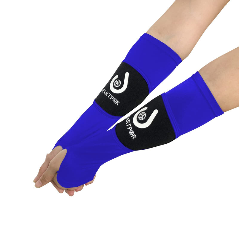 Volleyball Arm Sleeves Passing Forearm Sleeves with Protection Pad and Thumbhole for Youth Protect Arms from Sting 1 Pair Blue 12” - BeesActive Australia