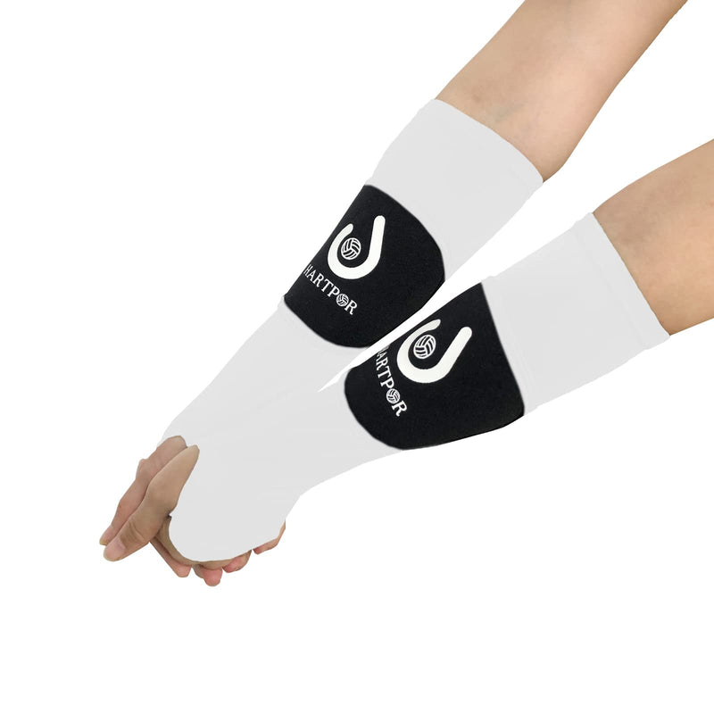 Volleyball Arm Sleeves Passing Forearm Sleeves with Protection Pad and Thumbhole for Youth Protect Arms from Sting 1 Pair White 14“ - BeesActive Australia