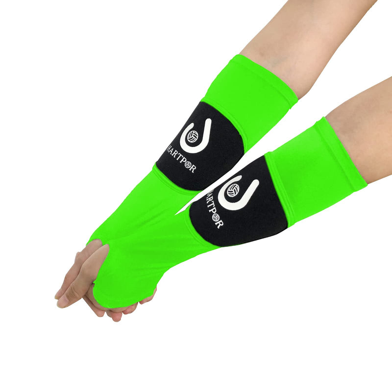 Volleyball Arm Sleeves Passing Forearm Sleeves with Protection Pad and Thumbhole for Youth Protect Arms from Sting 1 Pair Neon Green 14“ - BeesActive Australia