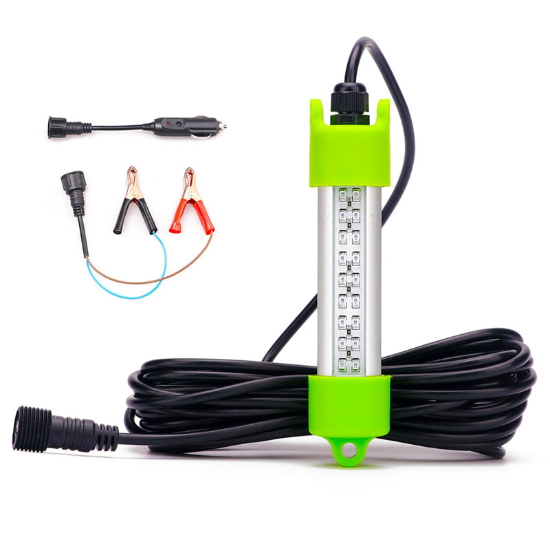 18W 45W DC 12V Green IP68 Waterproof Aluminum Super Bright LED Fish Bait Submersible Dock Underwater Fishing Light Attractants For At Night Snook Crappie With Battery Clamps Cigarette Lighter Plug 45w, 25 ft Wire, Clips+Cigarette Charger Plug, Green - BeesActive Australia