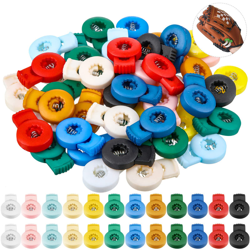 Jexine 48 Pieces Baseball Glove Locks DIY Cord Lock Plastic Shoelace Locks Single Holed Drawstring Locks End Spring String Stopper Suit for Drawstrings Bags Clothing Shoelaces Multicolor - BeesActive Australia