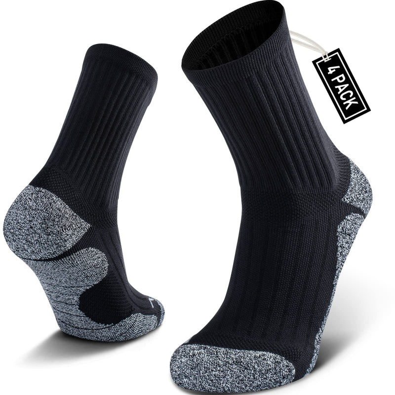 SITOISBE Elite Cushioned Compression Mid-crew Socks 4-Pack for Youth Women Men Small Black (4 Pairs) - BeesActive Australia