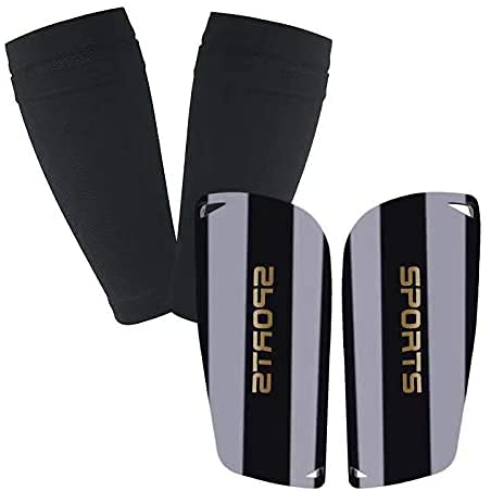 Geekism Sport Soccer Shin Guards - Shin Pads Child Calf Protective Gear, Lightweight Protective Football Equipment, for 3-15 Years Old Girls Boys Toddler Teenagers Black - Shin Guards + Sleeves S 3'3 - 3'10 Tall - BeesActive Australia