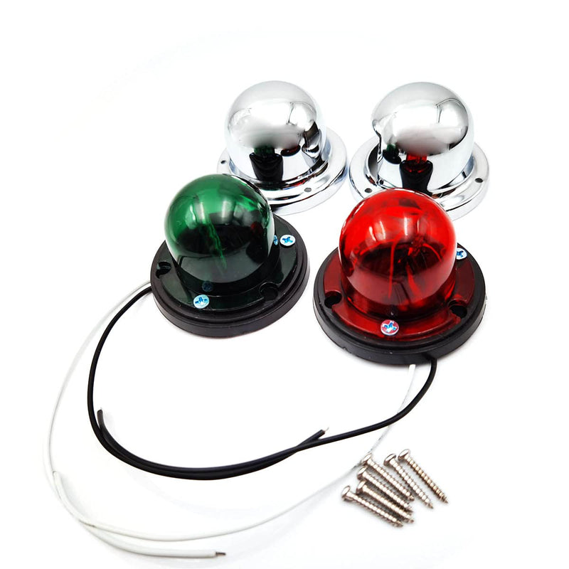 FainWan 2pcs Boat Yacht LED Light Green and Red Marine 12V Stainless Steel Bow Navigation Lights - BeesActive Australia