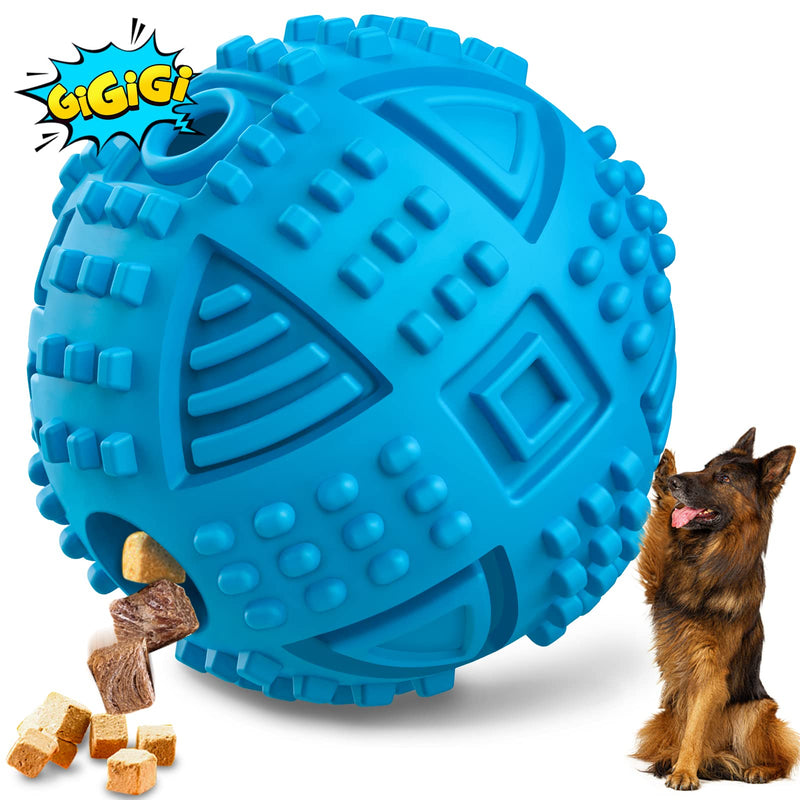 Dog Balls Treat Dispensing Dog Toys, Dog Toys for Aggressive Chewers Large Breed, Nearly Indestructible Squeaky Dog Chew Toys for Large Dogs, Natural Rubber Dog Puzzle Toys, Tough IQ Dog Treat Balls BALL-Blue - BeesActive Australia