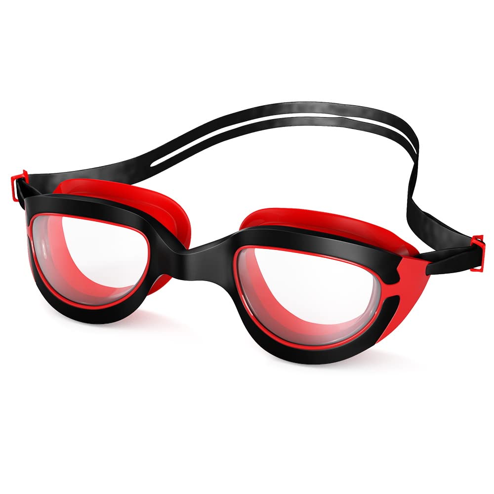 Swimming Goggles,Long-lasting anti-fog Swim Goggles for kids(5-16years) Clear No Leaking Black & Red - BeesActive Australia