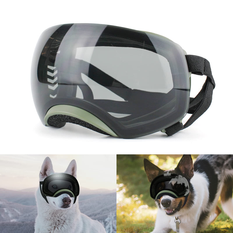 NAMSAN Dog Goggles Medium-Large Breed UV Protection Dog Sunglasses Magnetic Lens Windproof Snow Sports Pet Glasses for Dogs Eyes Protective Green/Clear Black Lens - BeesActive Australia