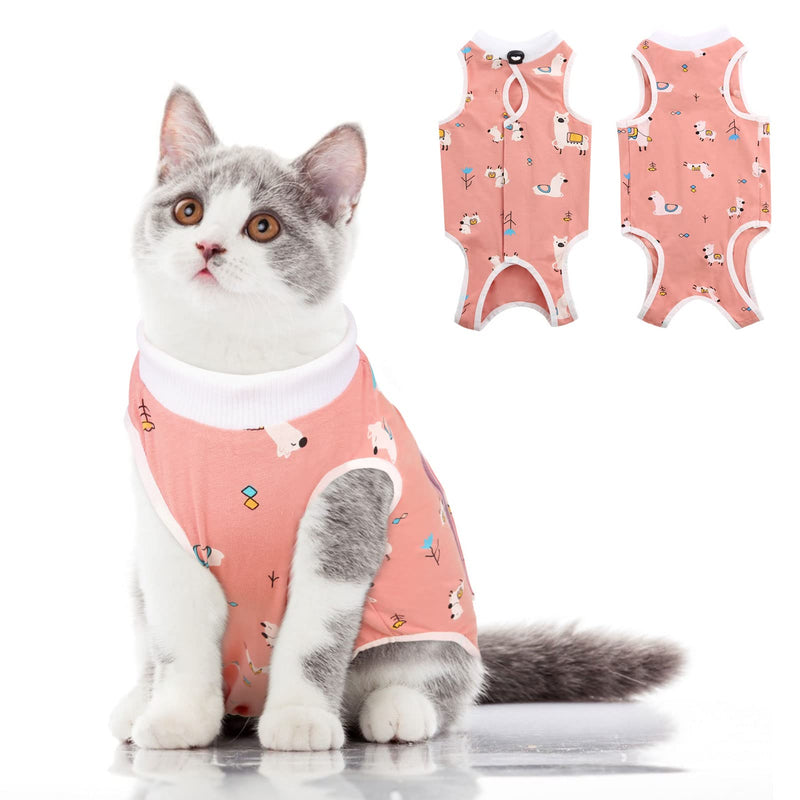 SUNFURA Cat Recovery Suit, Kitten Surgical Full Bodysuit for Abdominal Wound Protector Anti Licking After Surgery, Professional Bandages Cone E-Collar Alternative for Small Male & Female Pets S Sheep - BeesActive Australia