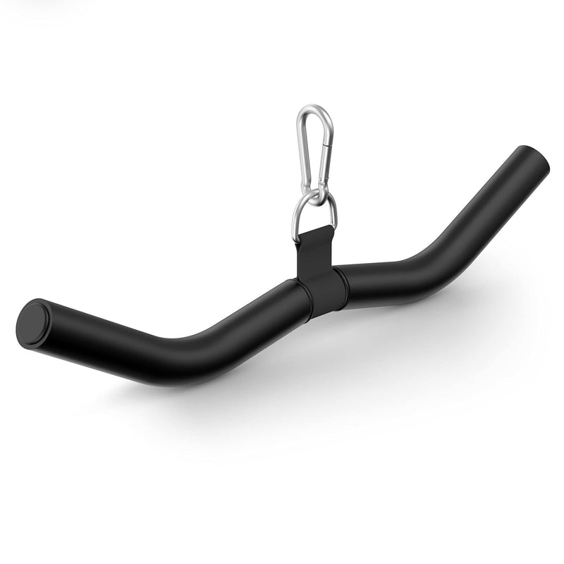 LAT Pulldown Attachments, Black Steel LAT Bar Cable Attachments Handles, Home Gym Cable Machine Accessories, Tricep Rope, Rowing LAT Pull Down Bar, Straight Bar, Double D Handles, Exercise Handles 19in W Bar+Snap Hooks - BeesActive Australia