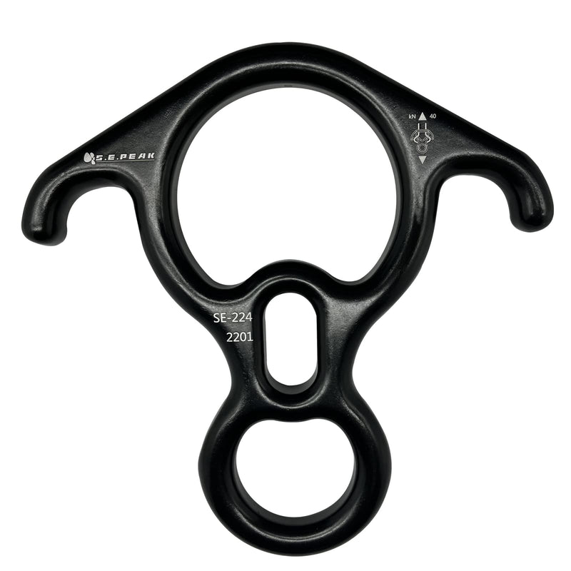 S.E.PEAK Rescue Figure 8 Descender Climbing Gear Downhill Equipment Rigging Plate Rappeling Device for Rock Climbing/Aluminum Alloy Black-40kN - BeesActive Australia