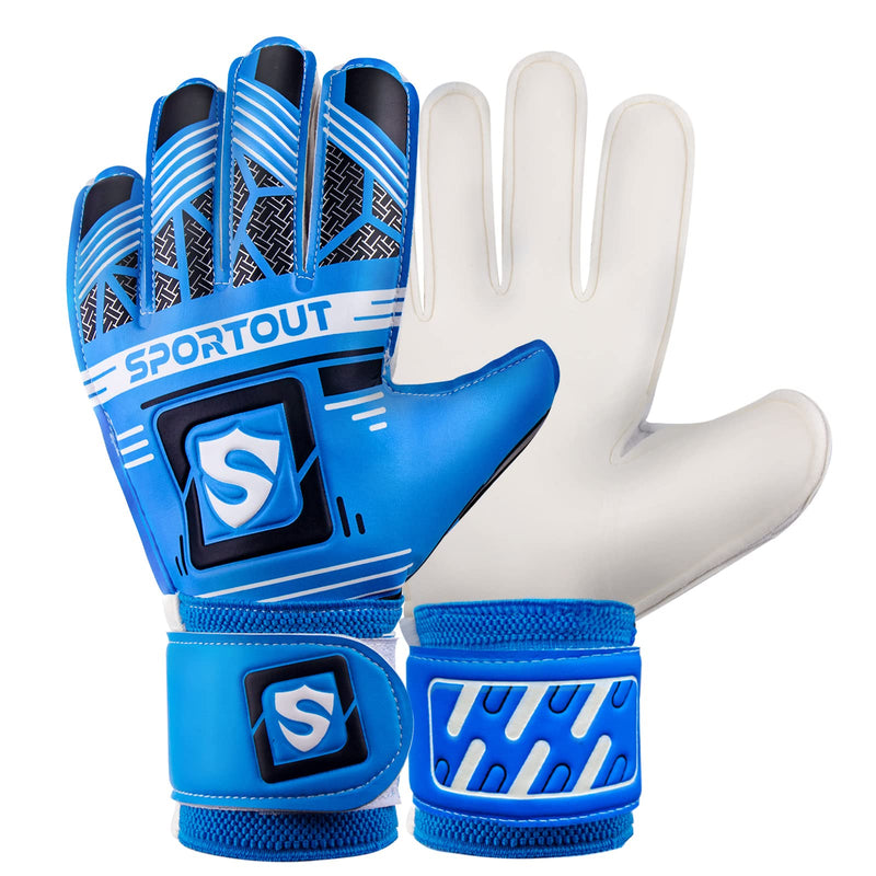 Sportout Goalie Gloves, Goalkeeper Gloves with Fingersave, Soccer Gloves, Breathable Soccer Goalie Gloves, 4mm Latex, for Kids Youth and Adult Blue2 8 - BeesActive Australia