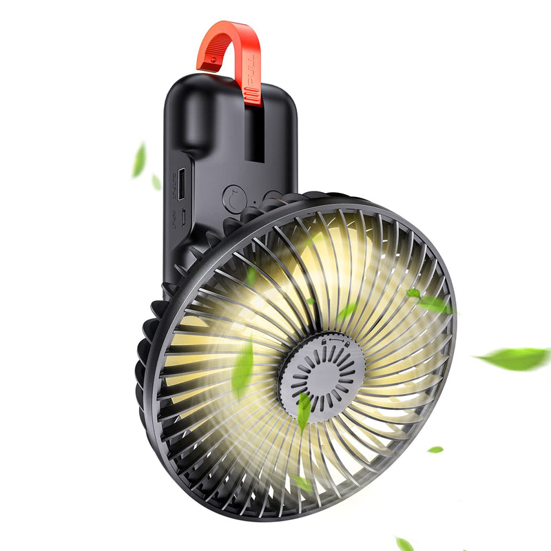 SmartDevil Camping Fan with LED Lights, 5000mAh Battery Operated Tent Fan with Hanging Hook and Aroma Diffuser, Power Bank, 180° Rotation, Portable Rechargeable Travel Fan for Camping, RV, Picnic - BeesActive Australia