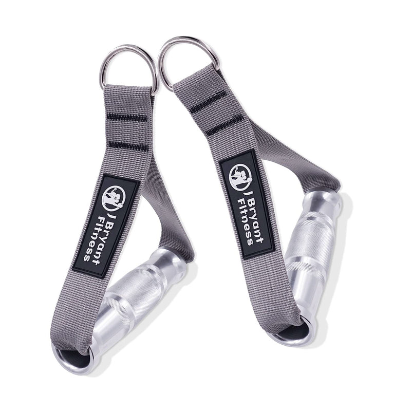 J Bryant Fitness Metal Gym Handles for Cable Machine Attachment Heavy Duty Aluminum Alloy Handle Grips Durable Workout Handles for Resistance Bands Pulley LAT Pull Down System Grey - BeesActive Australia