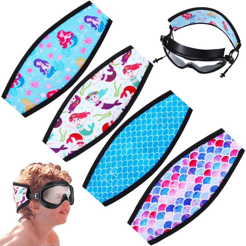 4 Pieces Diving Mask Strap Cover Neoprene Strap for Snorkel Mask Diving Mask Strap Outdoor Diving Accessories Mermaid Pattern - BeesActive Australia