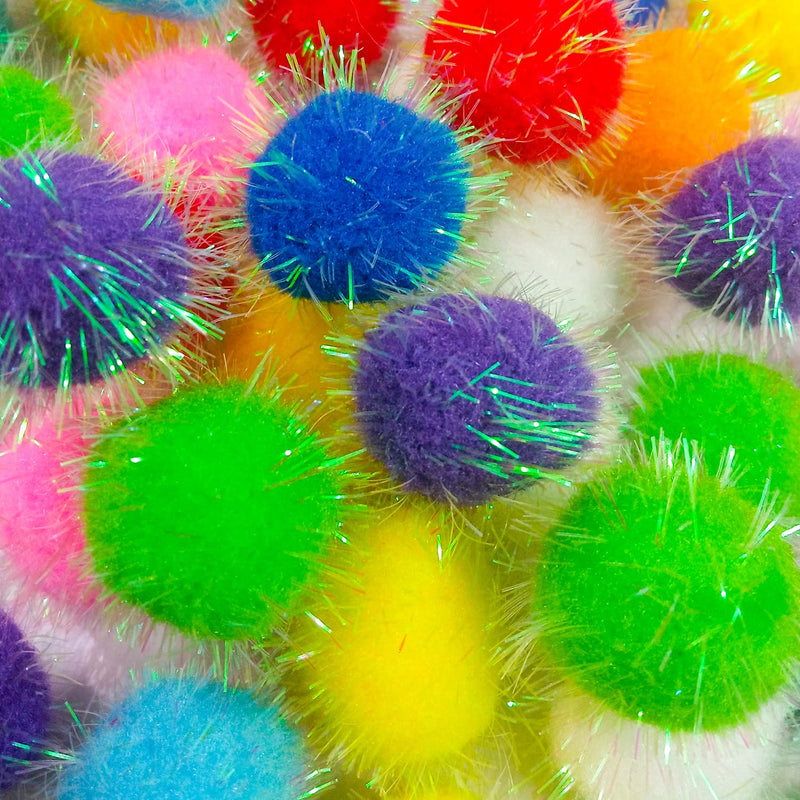 Shizhoo 30 Pieces Sparkle Pom Pom Balls for Cat - Interactive Glitter Balls, Multicolor, Size of 1.2 inches, Best as Kitten Play Toys - BeesActive Australia