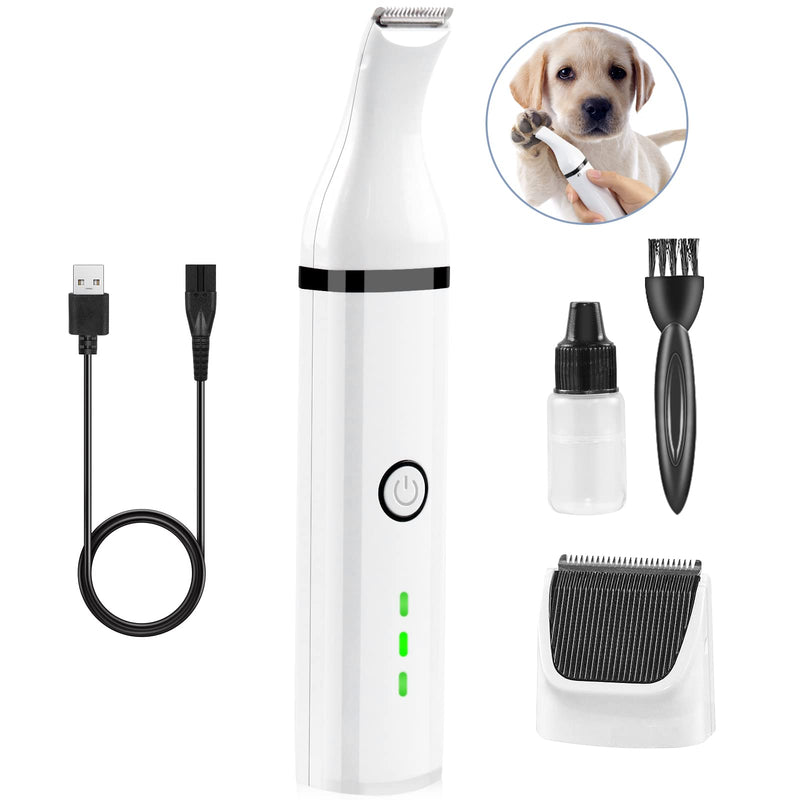 2022 New Upgrade Dog Clippers/Cordless Pet Paw Trimmer with Double Blades/Dog Grooming Clippers for Trimming The Hair Around Paws, Eyes, Ears, Face, Rump White - BeesActive Australia