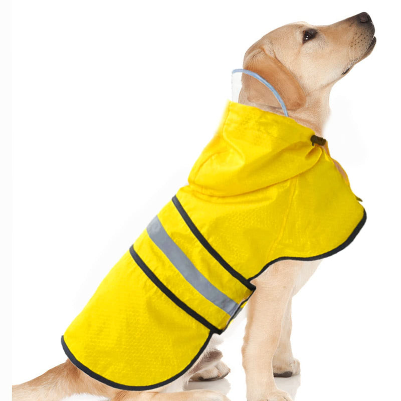 Dog Raincoat Waterproof Reflective Slicker - Lightweight Breathable Hooded Poncho Rain Coat Jacket with Adjustable Belly Strap and Leash Hole for Small Medium Large Dogs Yellow - BeesActive Australia