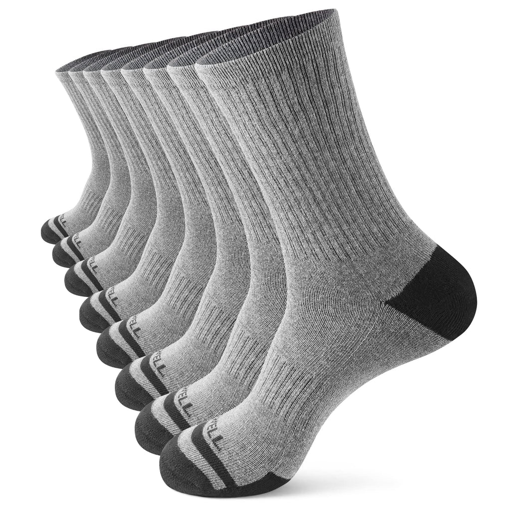 VWELL Mens Athletic Crew Socks , 8 Pairs Cotton Cushioned Moisture Control Work Boot Socks 7-10 Gray - BeesActive Australia
