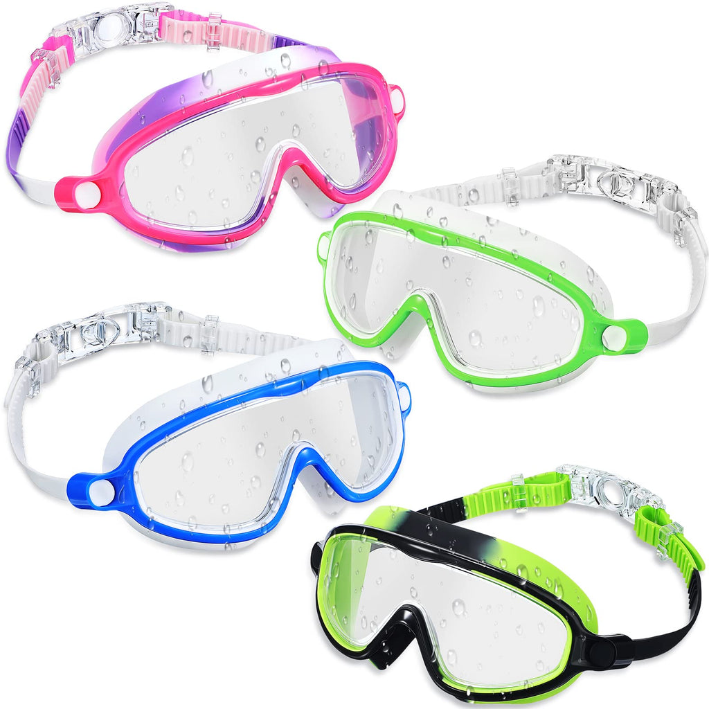 4 Pack Kids Swim Goggles Age 3-15 Antifog Swimming Goggles Kids Swimming Glasses with Adjustable Strap Swim Mask No Leaking Fresh Color - BeesActive Australia