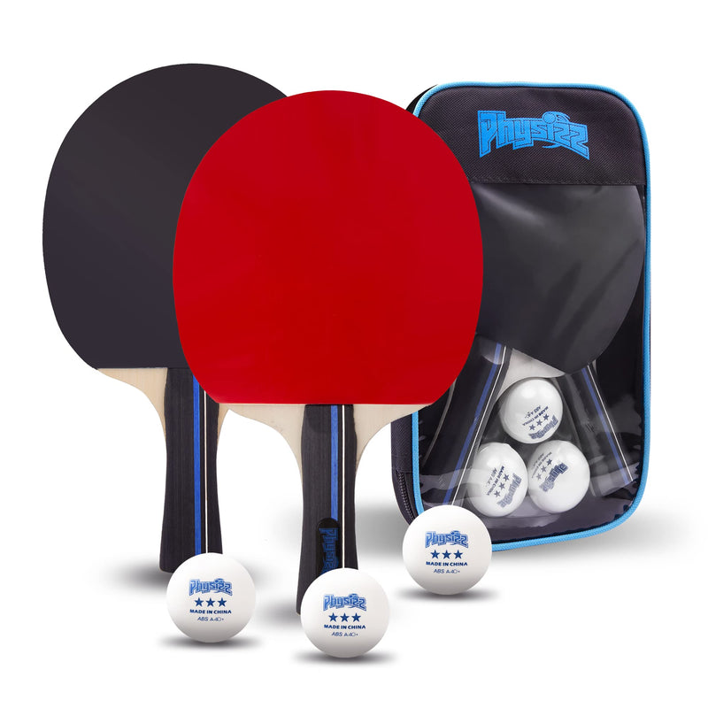 PHYSIZZ Ping Pong Paddles Set - Professional Table Tennis Rackets, ABS Ping Pong Balls & Storage Bag with Zipper - Table Tennis Paddle & Game Accessories for Indoor or Outdoor 2 Paddle & 3 Balls Set - BeesActive Australia