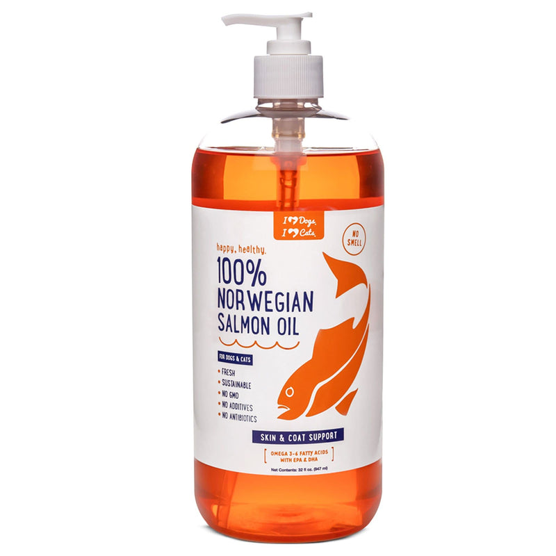 iHeartDogs Salmon Oil for Dogs and Cats - Nourishing Skin & Coat Omega 3 Fish Oil for Dogs Supports Allergy & Itch Relief, Heart Health and Joint Health - 32 oz - BeesActive Australia