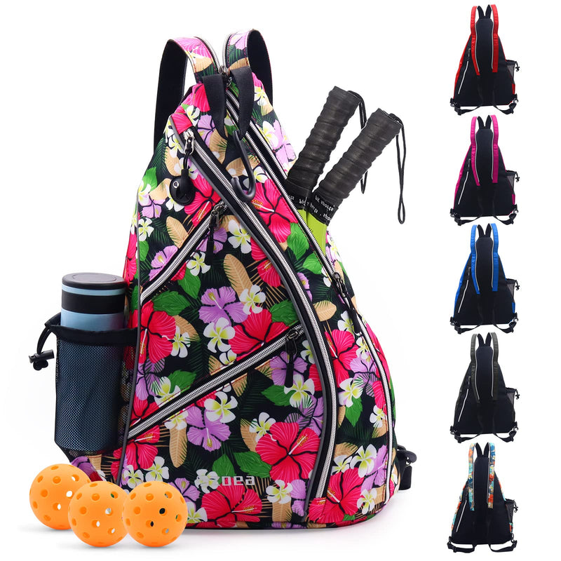ZOEA Pickleball Bag, Sport Pickleball Sling Bag for Women Man, Adjustable Pickleball Backpack with Fence Hook Water Bottle Holder, Fits 4 Paddles and All Your Other Gear Mixed Purple - BeesActive Australia
