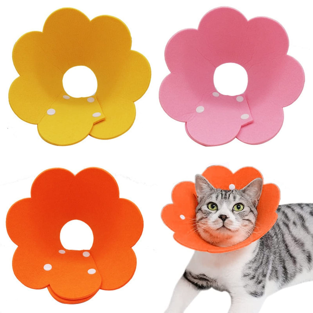 3Pcs Cat Recovery Collar Cat Protection Collar Cones for Cats Sunflower Neck Cat Cone Anti-Licking Recovery Collar to Prevent from Biting Scratching(Pink, Orange, Yellow) M - BeesActive Australia