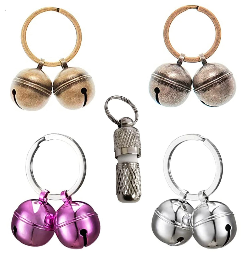 8 Pcs Combo Cat and Dog Collar Bells, Pet Tracker, Round Handmade Copper With 6 Key Ring Pendant Bells, Loud, Anti-Lost Training Bells - BeesActive Australia