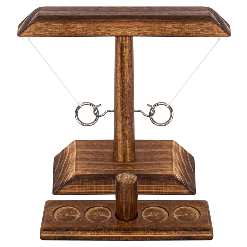 DreamToyz Ring Toss Game, Ring Toss with Shot Ladder, Fun Hook and Ring Game, Handmade Wooden Interactive Game for Home, Party, Him & Her, Brown 9.7" X 9" Median - BeesActive Australia