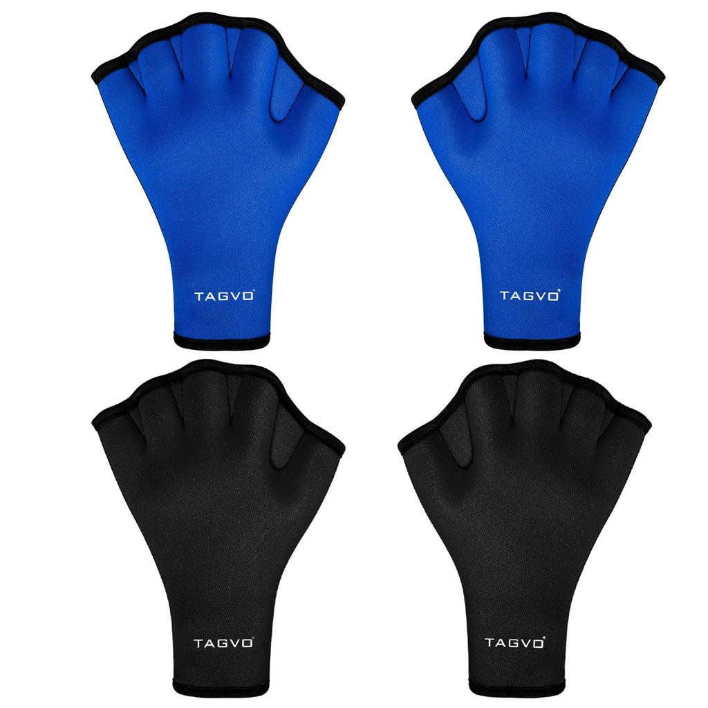 TAGVO Aquatic Gloves for Helping Upper Body Resistance 2 Pairs, Webbed Swim Gloves Well Stitching, No Fading, Sizes for Men Women Adult Children Aquatic Fitness Water Resistance Training Medium blue - BeesActive Australia