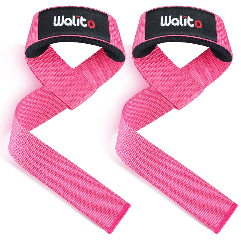 WALITO Weight Lifting Straps, 24" Wrist Deadlift Straps with Neoprene Padding for Men and Women , Wrist Lifting Straps for Weightlifting ,Powerlifting, Strength Training (Pair) Pink - BeesActive Australia