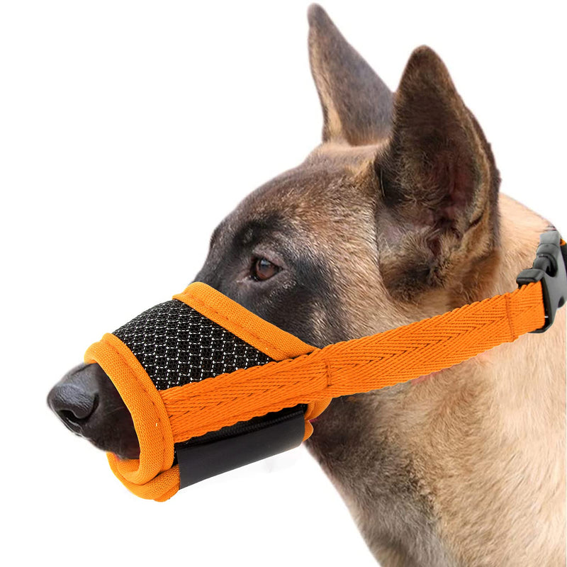 Dog Muzzle Trim Dogs Nails Anti Biting Barking and Chewing, [ Soft Nylon Breathable Mesh] Drinkable Adjustable Loop for Small Medium Large for Pets Muzzle Dog Training Mouth Cover Orange L - BeesActive Australia