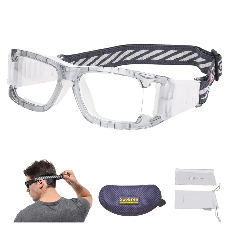 SooGree Sport Goggles Glasses Racquetball Goggles Basketball Soccer Football Sports Protective Goggles Men Women Gray Grame White Pad - BeesActive Australia